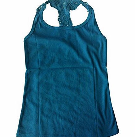 SODIAL(R) Sexy Ladies Sleeveless T-shirt Crochet Eyelet Lace Back Vest Tank Camisole Tops - Blue