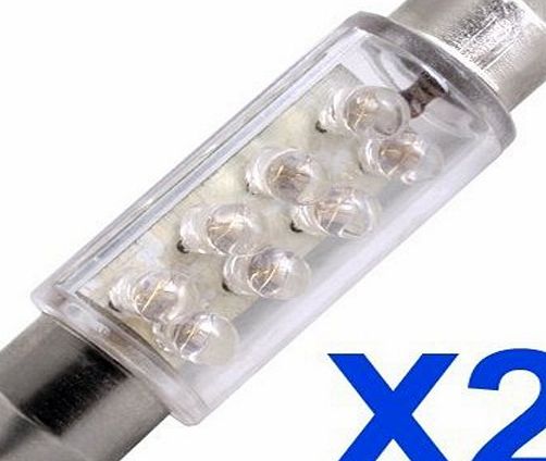 SODIAL(R) SODIAL (R)2 Car Blue Dome 8 LED Car Interior Bulb Light 42mm 12V