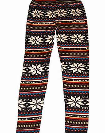 SODIAL(R) Soft Knitted Snowflakes Patterned Fashion Leggings Tights Trousers for Ladies womans