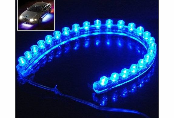 SODIAL TM) 12v LED Flexible BLUE Strip Light 24cm / 24 LEDs -Set of 2