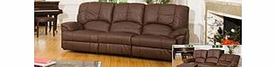 Sofa Collection Brand New 3 Seat Brown Reclining Sofa in Top Grain Leather
