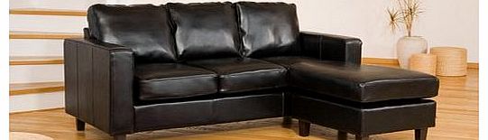 Brand New Black Reversible Corner Sofa in Bonded Leather