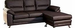 Sofa Collection Brand New Brown Reversible Corner Sofa in Bonded Leather With Chrome Feet