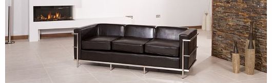 Sofa Collection Brand New Dark Brown 2 Seater and 3 Seater Sofa Suite in Bonded Leather With Modern Chrome Frame