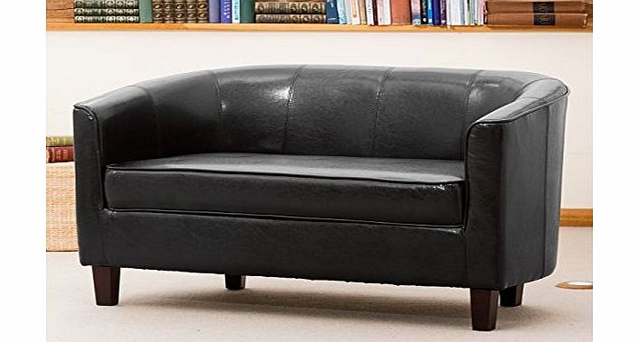 Sofa Collection Brand New Faux Leather 2 Seat Tub Chair/Sofa Seating (Black)