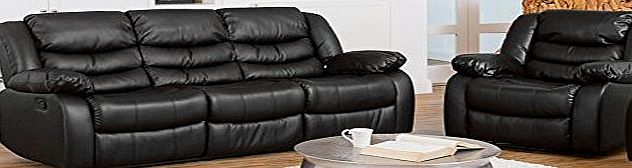 Sofa Collection Windermere Luxury Leather Recliner Sofa Suite - Different Configurations and 3 Colours Available (Black, 3 1 Seat Sofa Suite)
