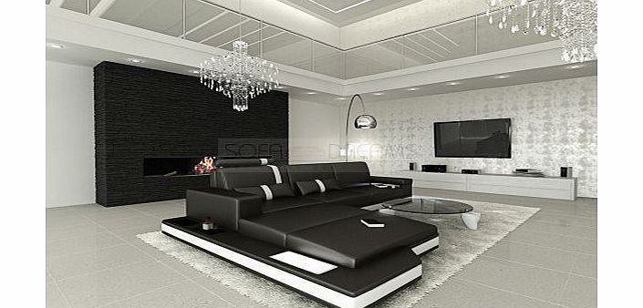 Sofa Dreams Leather Sofa Suite Messana L-Shape Black White