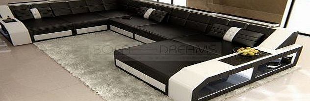 Sofa Dreams XXL Leather Interior landscape MATERA black white