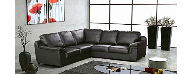 SOFASANDMORE AMY Corner Sofa Suite in Black PU Leather