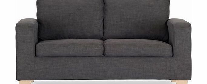 SofasWorld Collection Dani 2 Seater Sofa - Contemporary Fabric 2 Seater Settee - Grey Fabric Dark Foot Sofa
