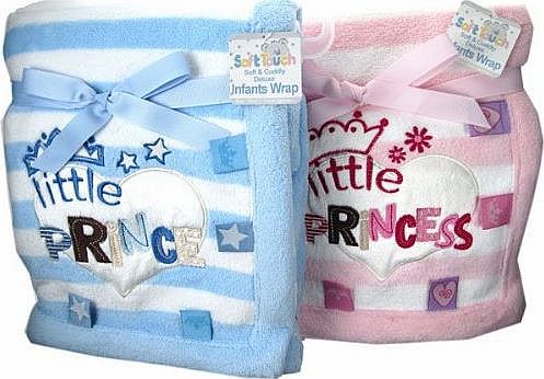 Soft Touch Gorgeously soft little Prince & Princess blankets by Soft Touch - Size Blue