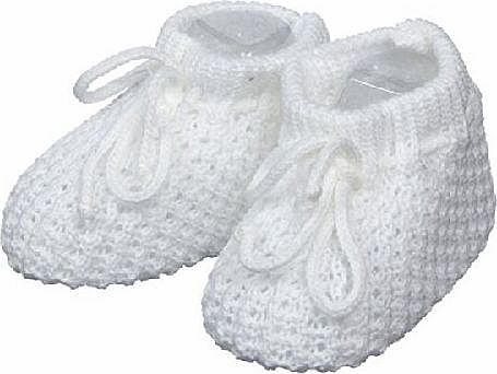 Lovely white soft knitted bootie by Soft Touch - One Size