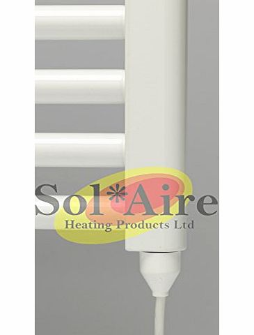 SOL-AIRE 300 x 800 mm Straight White Electric Heated Towel Rail / Warmer / Radiator / Rack. 150W 150 Watts. Prefilled and Sealed.