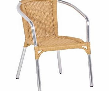 Sol Bistro CB045ACAC-BEI Frappe Aluminium Bistro Cafe/ Outdoor Patio Stackable Rattan Chair