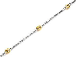 Y Luna Silver And 9ct Gold Belcher Necklet