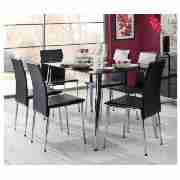 Dining Table Black with Solar 4 Chairs,