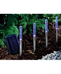 Solar LED Bubble Stick Lights Blue - Set of 4