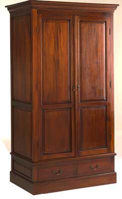 solid Mahogany Double 2 drawer Wardrobe