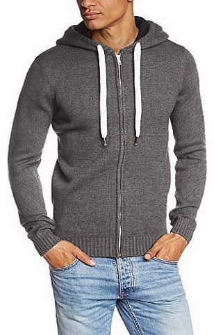 Mens Hooded Long Sleeve Cardigan - Grey - Grau (GREY MEL 8236) - X-Large