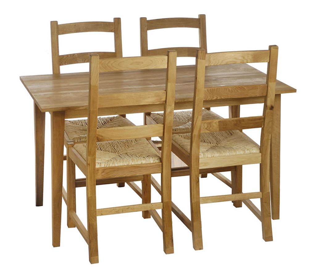 Solid Oak 46 Dining Table and 4 Chairs Offer Rrp