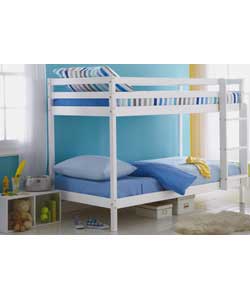 Solid Shorty Bunk Bed with Sprung Mattress - White