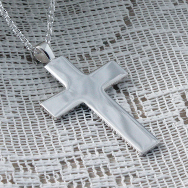 Silver Cross Pendant in Personalised Box