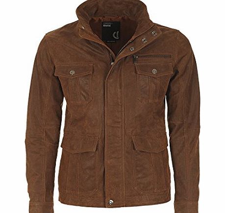 Solid  Lash Leather Jacket, Size:L;Colour:Cognac (5048)