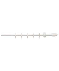 Wood Curtain Pole with Finials - White