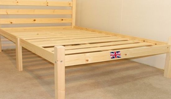 Somerset double Bed Small Double Pine Bed 4ft (129cm) Double Bed Wooden Frame with extra wide base slats and centre rail - VERY STRONG