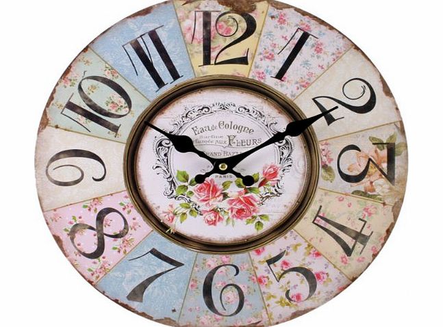Something Different Floral Wall Clock Vintage Shabby Chic Pastel Paris French Style