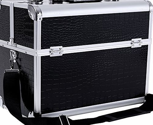 Songmics-Display Songmics Black Crocodile pattern Aluminium Lockable Cosmetics and Make-up Beauty Carry Case Nail Tec