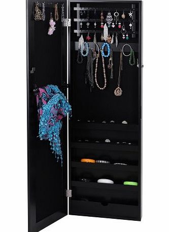 Songmics-Display Songmics Jewellery Box Cabinet Wall Mount with Mirror Organizer 120cm black JBC24H