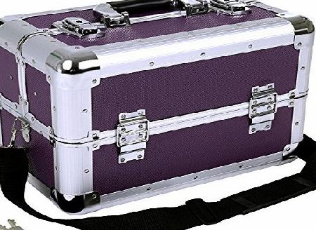 Songmics-Display Songmics Purple Aluminium Make-up Beauty Carry Case Nail Tech Hair Salon Jewelry JBC228P