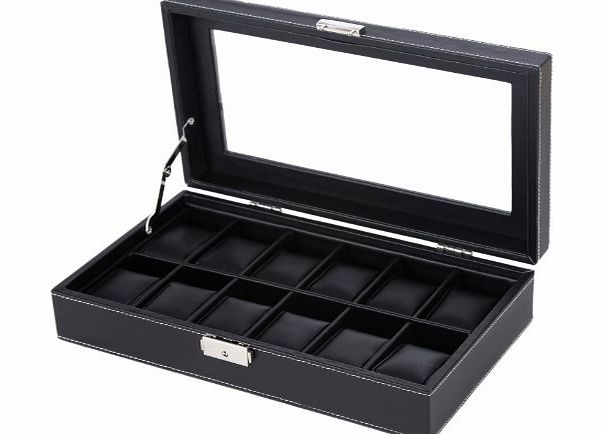 Songmics-watch boxes Songmics new Black 12 Watch Bracelet Bangle Box Display Storage Case JWB302B