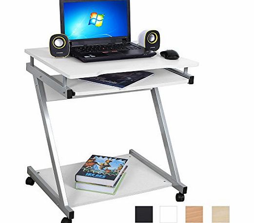 Songmics White Office Computer Desk Z-Shaped With Sliding Keyboard / Home Office Study Workstation / Computer table Laptop Table Desk LCD811W