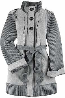 Gray wool and cashmere blend coat with an oversized funnel neck.