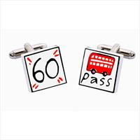 60 Bus Pass Bone China Cufflinks by