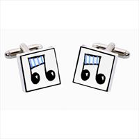 Sonia Spencer Blue Music Notes Bone China Cufflinks by