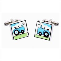 Sonia Spencer Blue Tractor Bone China Cufflinks by