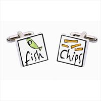 Sonia Spencer Fish and Chips Bone China Cufflinks by