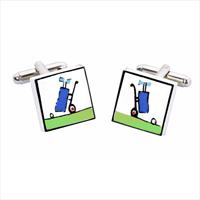 Golf Trolley Bone China Cufflinks by