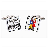 Sonia Spencer Happy Anniversary Bone China Cufflinks by
