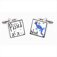 Pissed As A Newt Bone China Cufflinks by