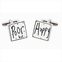 Poor But Happy Bone China Cufflinks by
