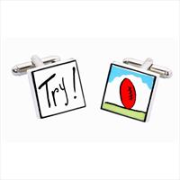 Rugby Try Bone China Cufflinks by