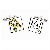 Tennis Ace Bone China Cufflinks by