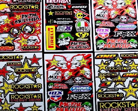 Sonic 6 sheets `` Motocross stickers `` a/Ms boys sticker bomb Rockstar bmx bike Scooter Moped army Decal Stickers