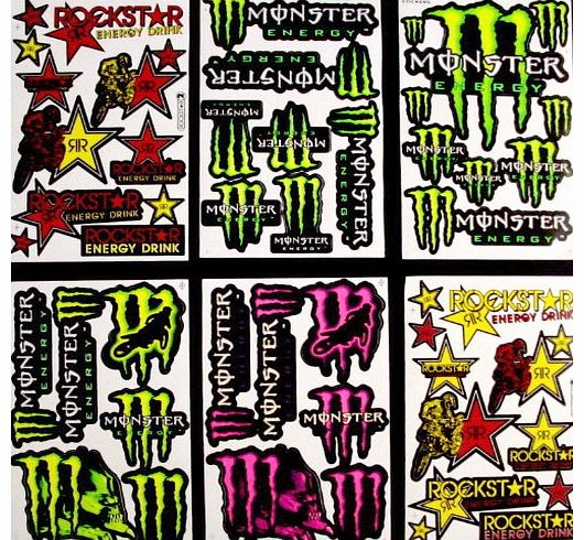 6 Sheets Motocross stickers 4R Rockstar bmx bike Scooter Moped army Decal MX Promo Stickers