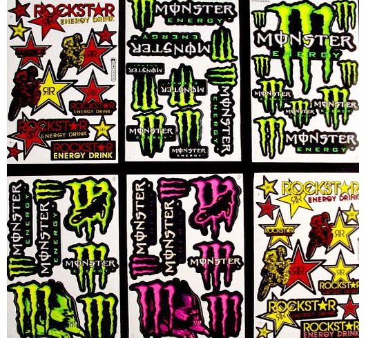 6 Sheets Motocross stickers 4R Rockstar bmx bike Scooter Moped army Decal MX Promo Stickers