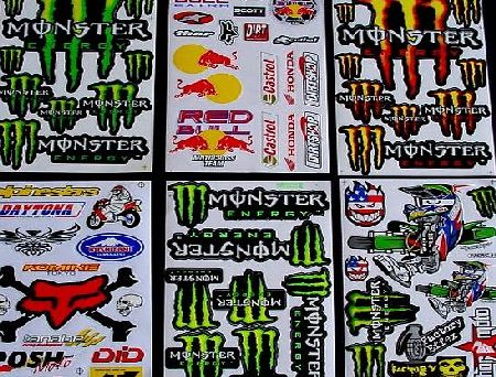 Sonic 6 Sheets Motocross stickers BM Rockstar bmx bike Scooter Moped army Decal MX Promo Stickers